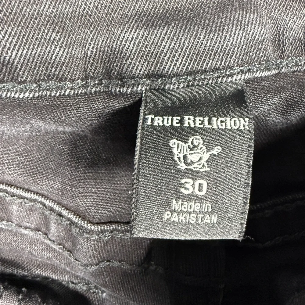True Religion Jeans Mens 30x32 Black Ricky‎ Relaxed Straight Leg Denim Buddha